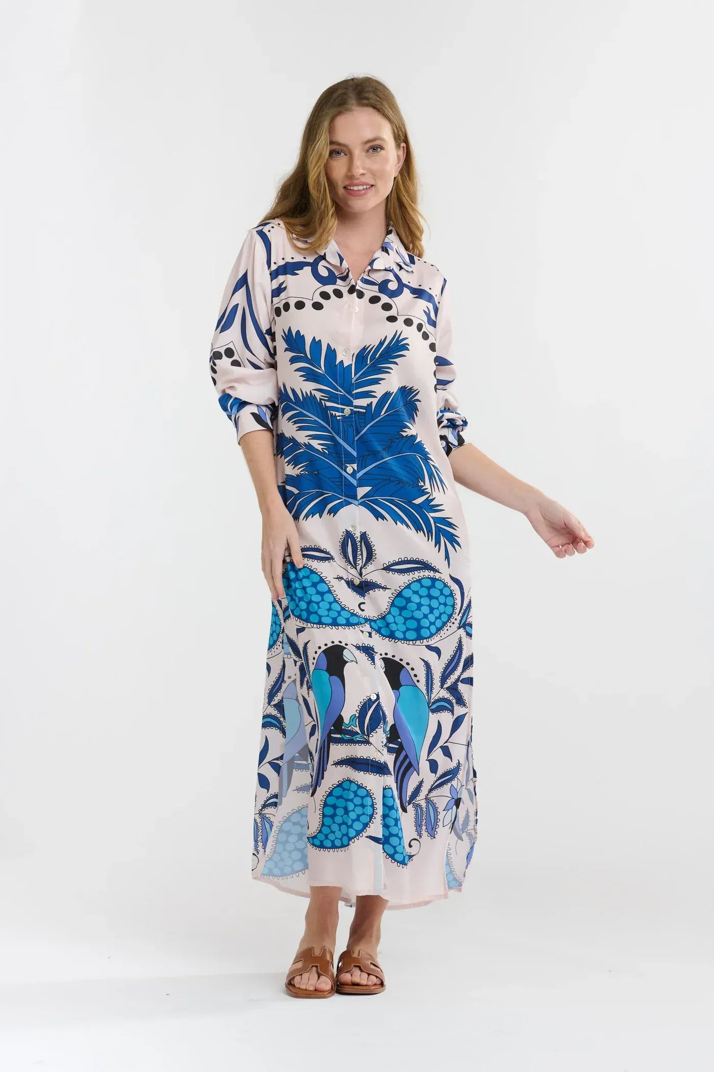 Italian Star Shayli Dress - Caribbean Parrot Blue Print