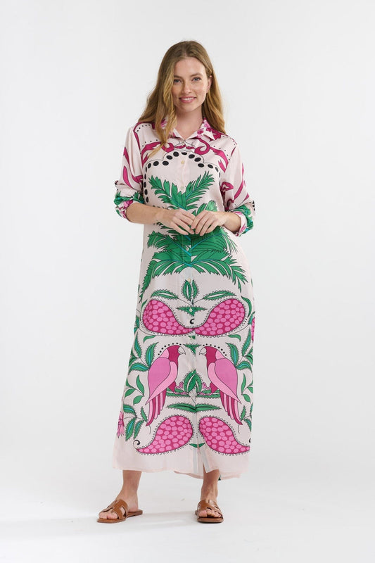 Italian Star Shayli Dress - Caribbean Parrot Fuxia Print