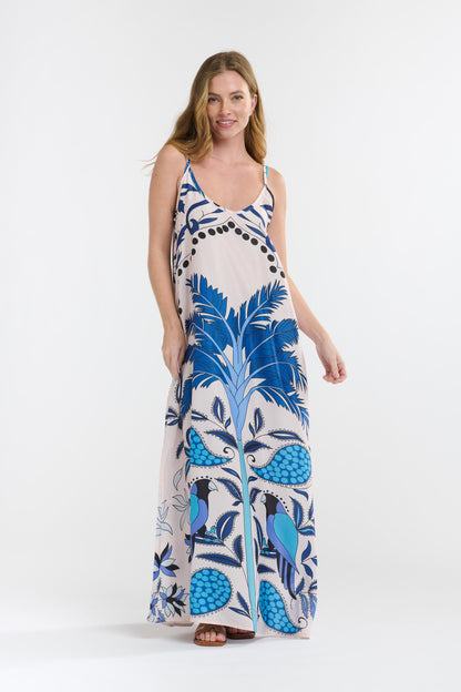 Melina Dress - Blue Carribbean Parrot