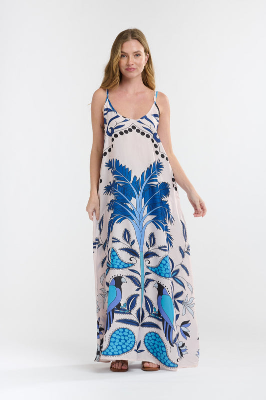 Melina Dress - Blue Carribbean Parrot
