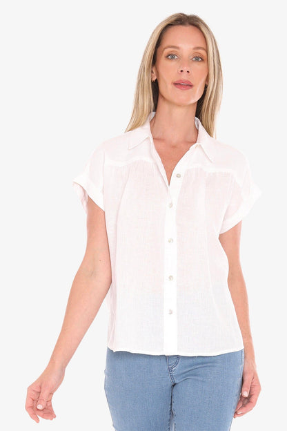 Jump Gather S/S Shirt - White - Pinkhill -  - [] - Darwin boutique - Australian fashion design - Darwin Fashion - Australian Fashion Designer - Australian Fashion Designer Brands - Australian Fashion Design 