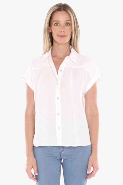 Jump Gather S/S Shirt - White - Pinkhill -  - [] - Darwin boutique - Australian fashion design - Darwin Fashion - Australian Fashion Designer - Australian Fashion Designer Brands - Australian Fashion Design 