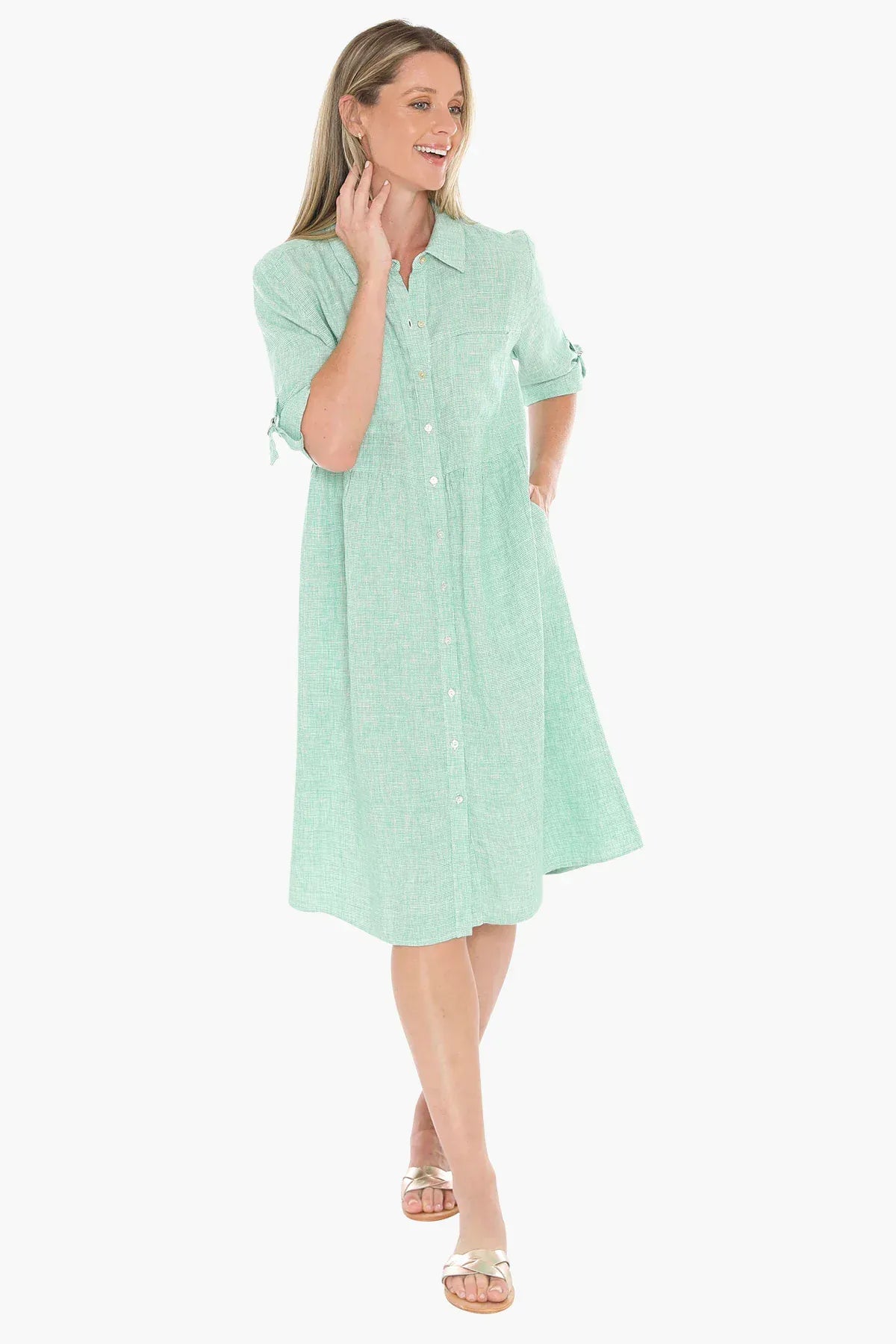 Jump Mini Check Dress - Apple/White