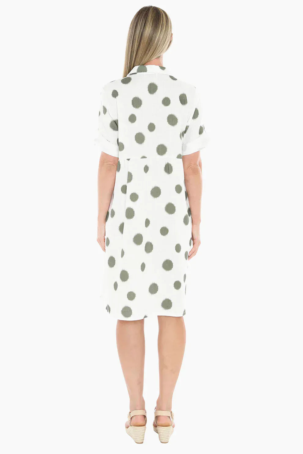 Jump Scratch Spot Dress in White/Basil
