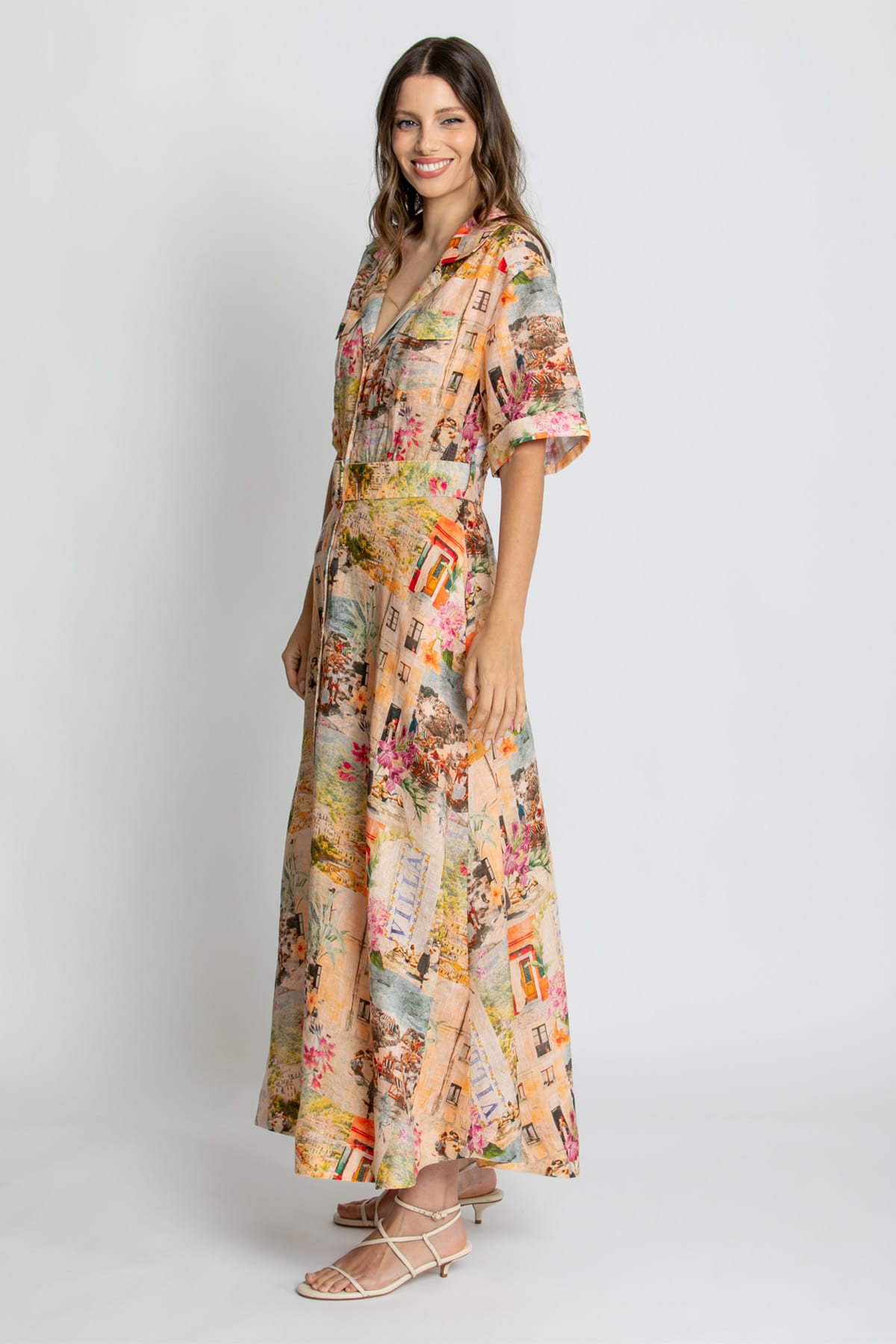 Kachel Charlie Short Sleeve Maxi Dress in Capri floral