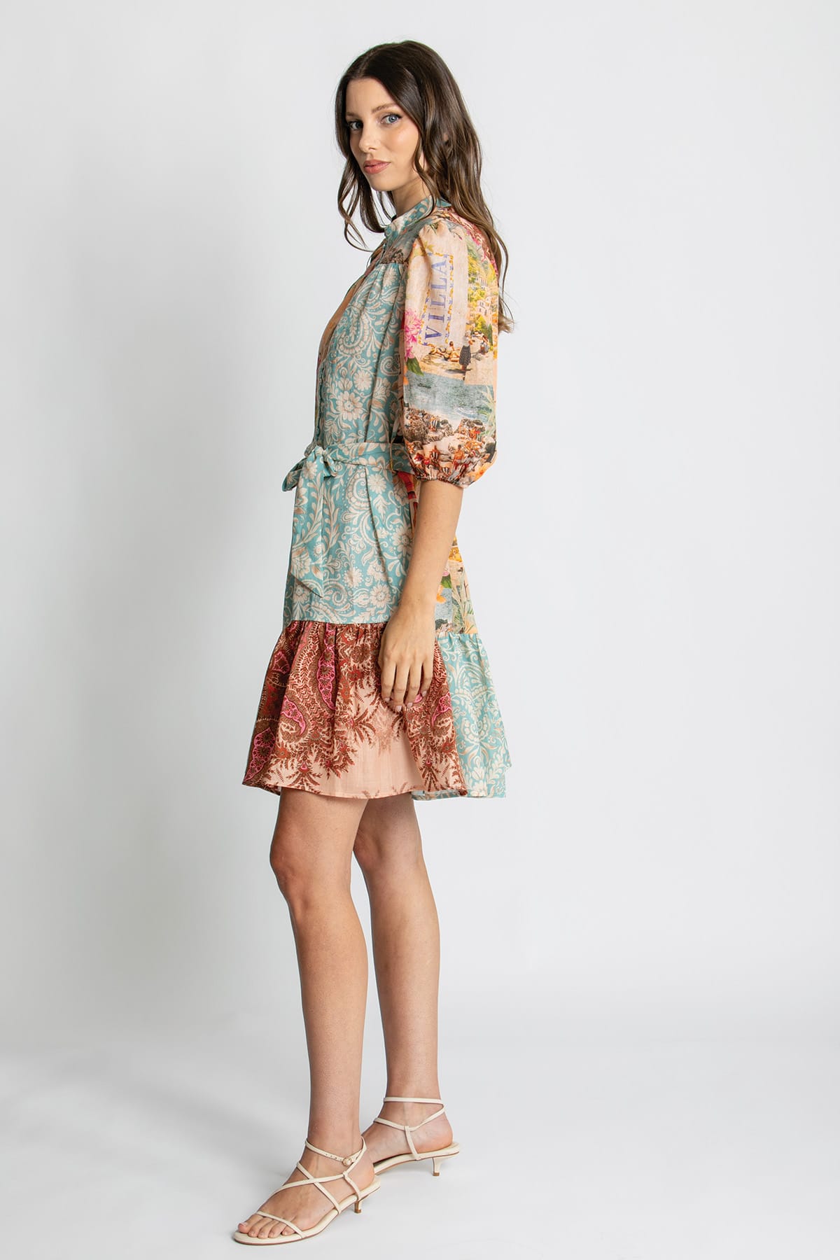 Kachel Emma Short Sleeve Mini Dress in Multi floral