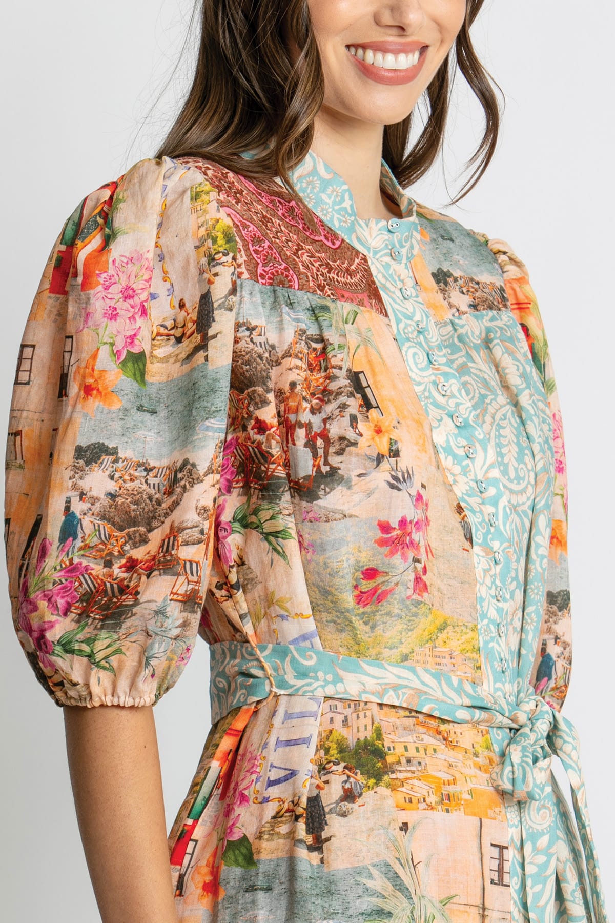 Kachel Emma Short Sleeve Mini Dress in Multi floral