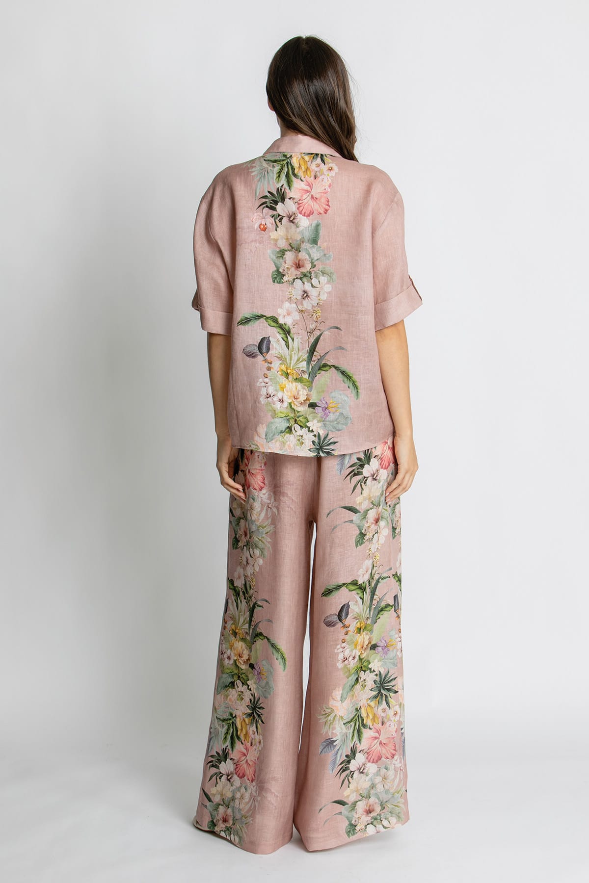 Kachel Harper Pant in Fleur Amour pink floral linen