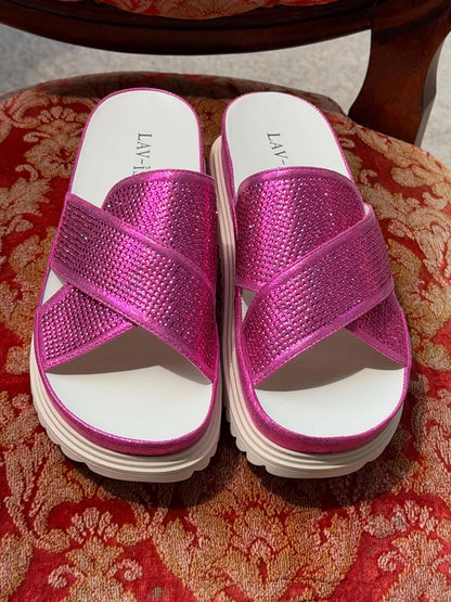LAV-ISH Crossover Slides in fuchsia