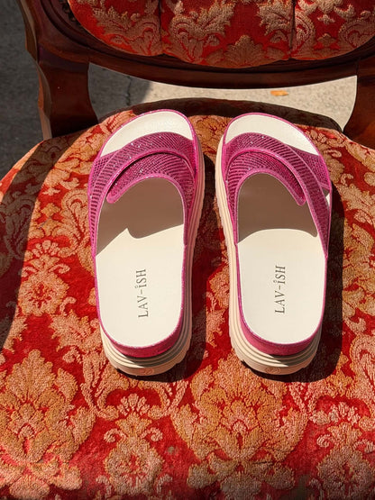 LAV-ISH Crossover Slides in fuchsia