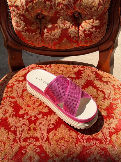 LAV-ISH Crossover Slides in fuchsia