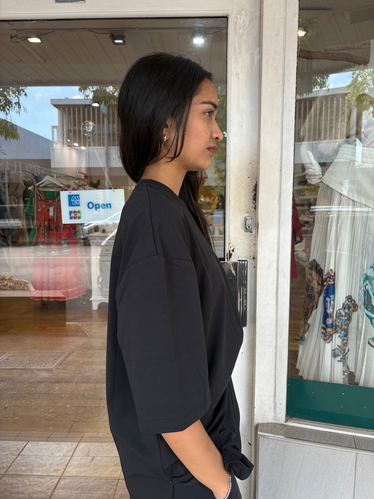 Lounge Pima Cotton Knot Front Long T.Shirt Ajaccio Black