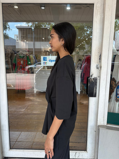 Lounge Pima Cotton Knot Front Long T.Shirt Ajaccio Black