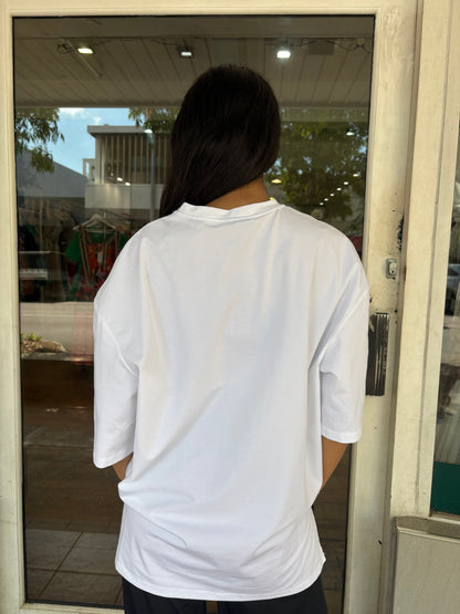 Lounge Pima Cotton Knot Front Long T.Shirt Ajaccio White