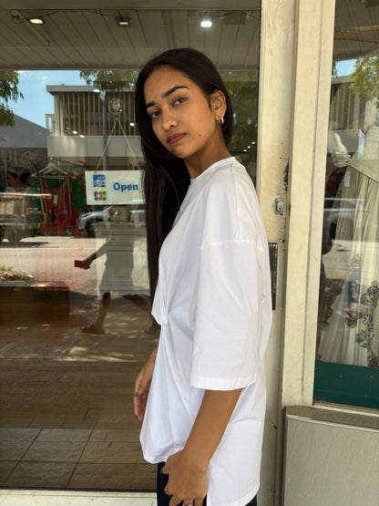 Lounge Pima Cotton Knot Front Long T.Shirt Ajaccio White