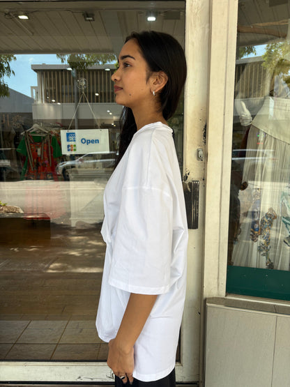 Lounge Pima Cotton Knot Front Long T.Shirt Ajaccio White