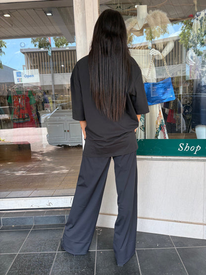 Lounge Tech Stretch Elastic Waist Relaxed Fit Wide Leg Long Pant Roatan Black - Pinkhill -  - [] - Darwin boutique - Australian fashion design - Darwin Fashion - Australian Fashion Designer - Australian Fashion Designer Brands - Australian Fashion Design 