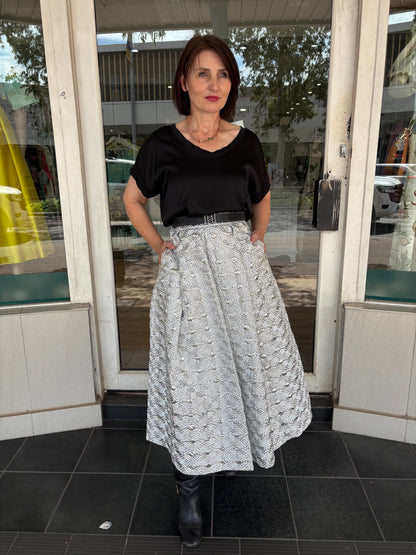 Lunatica Milano Skirt - Octagon Silver - Pinkhill -  - [] - Darwin boutique - Australian fashion design - Darwin Fashion - Australian Fashion Designer - Australian Fashion Designer Brands - Australian Fashion Design 
