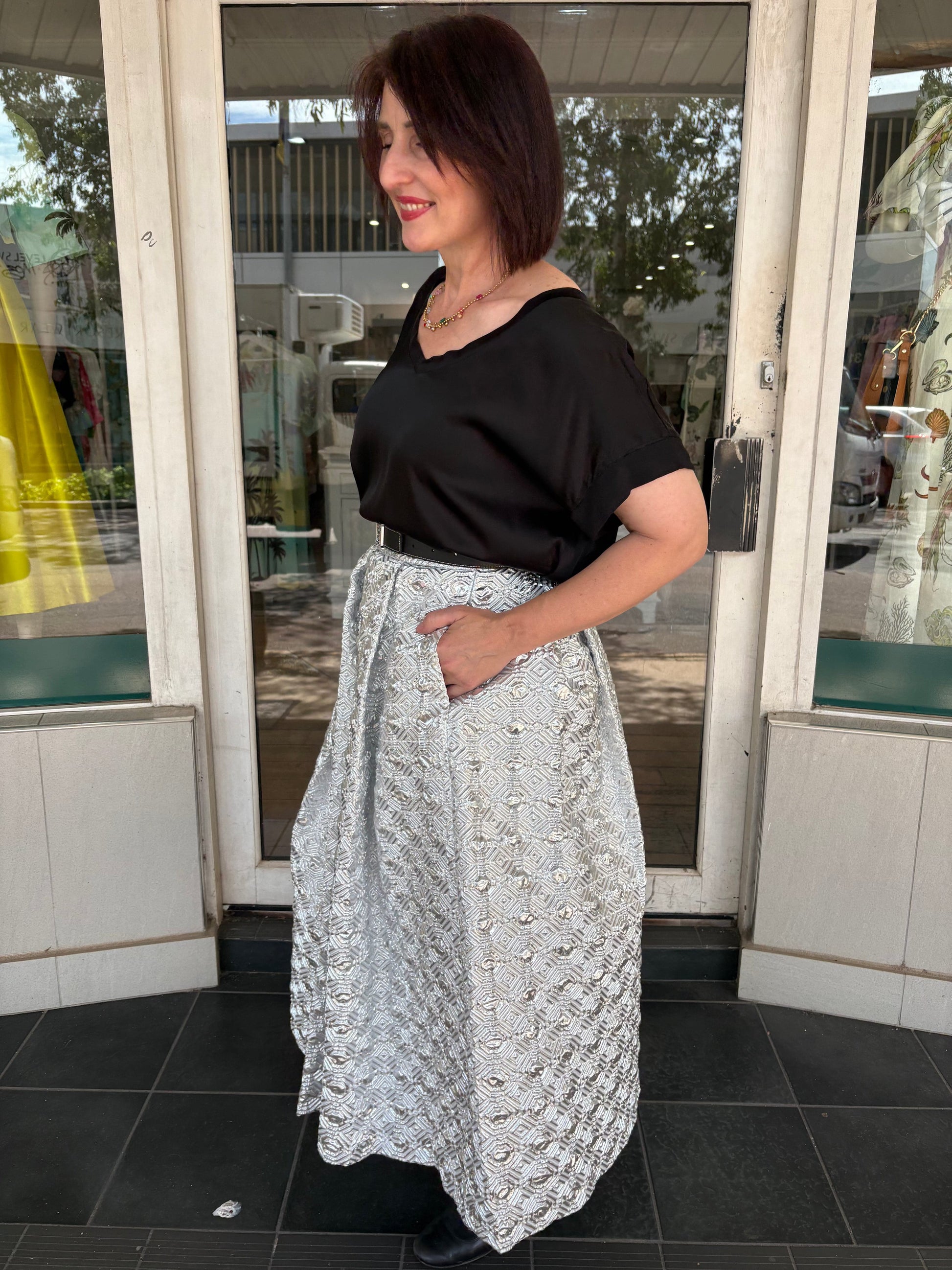 Lunatica Milano Skirt - Octagon Silver - Pinkhill -  - [] - Darwin boutique - Australian fashion design - Darwin Fashion - Australian Fashion Designer - Australian Fashion Designer Brands - Australian Fashion Design 