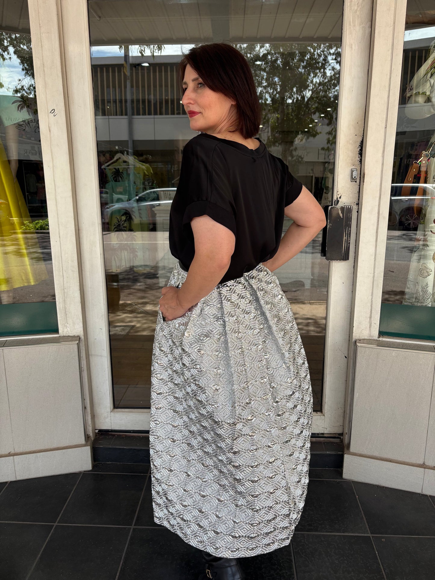 Lunatica Milano Skirt - Octagon Silver - Pinkhill -  - [] - Darwin boutique - Australian fashion design - Darwin Fashion - Australian Fashion Designer - Australian Fashion Designer Brands - Australian Fashion Design 