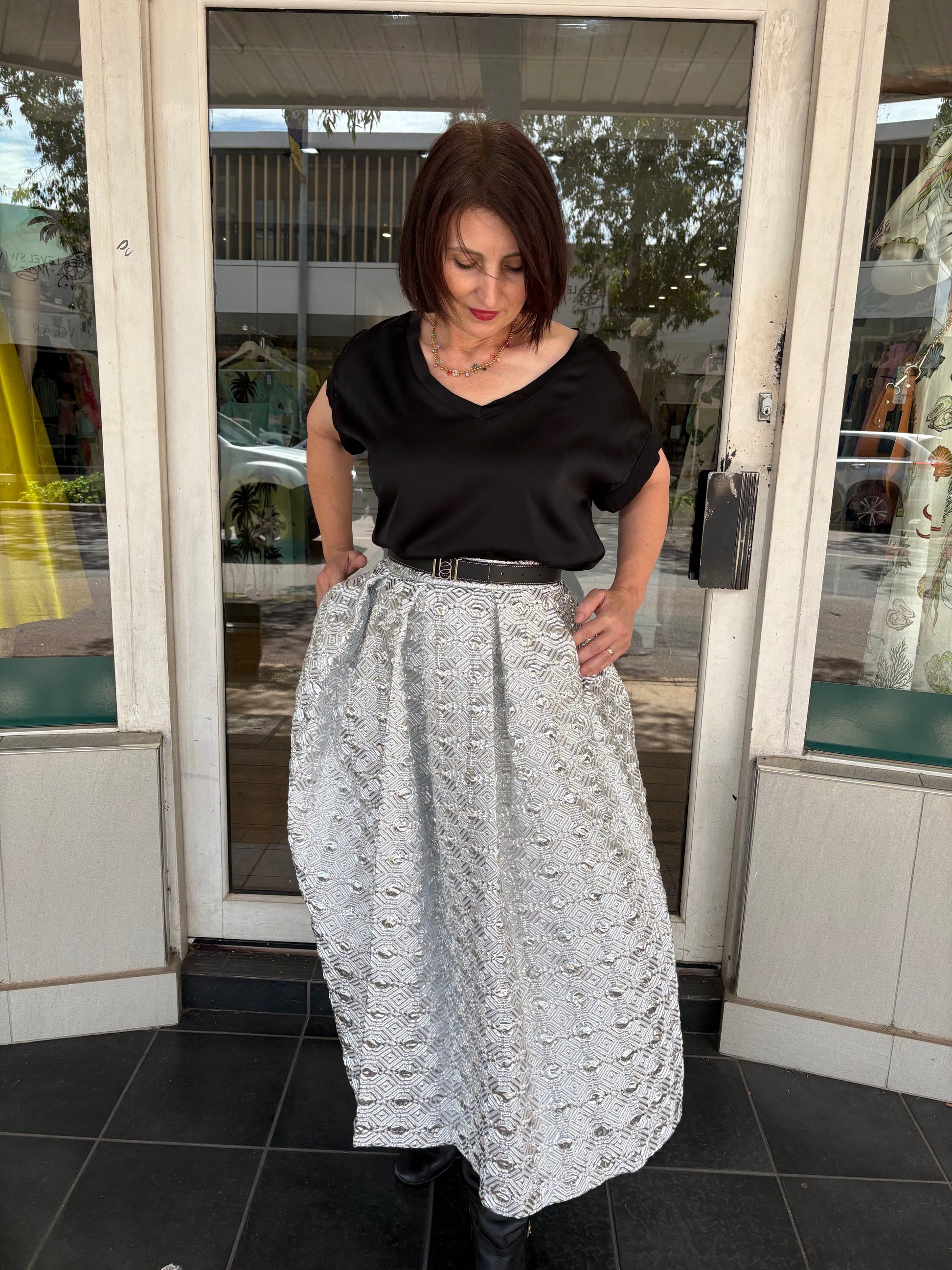 Lunatica Milano Skirt - Octagon Silver - Pinkhill -  - [] - Darwin boutique - Australian fashion design - Darwin Fashion - Australian Fashion Designer - Australian Fashion Designer Brands - Australian Fashion Design 