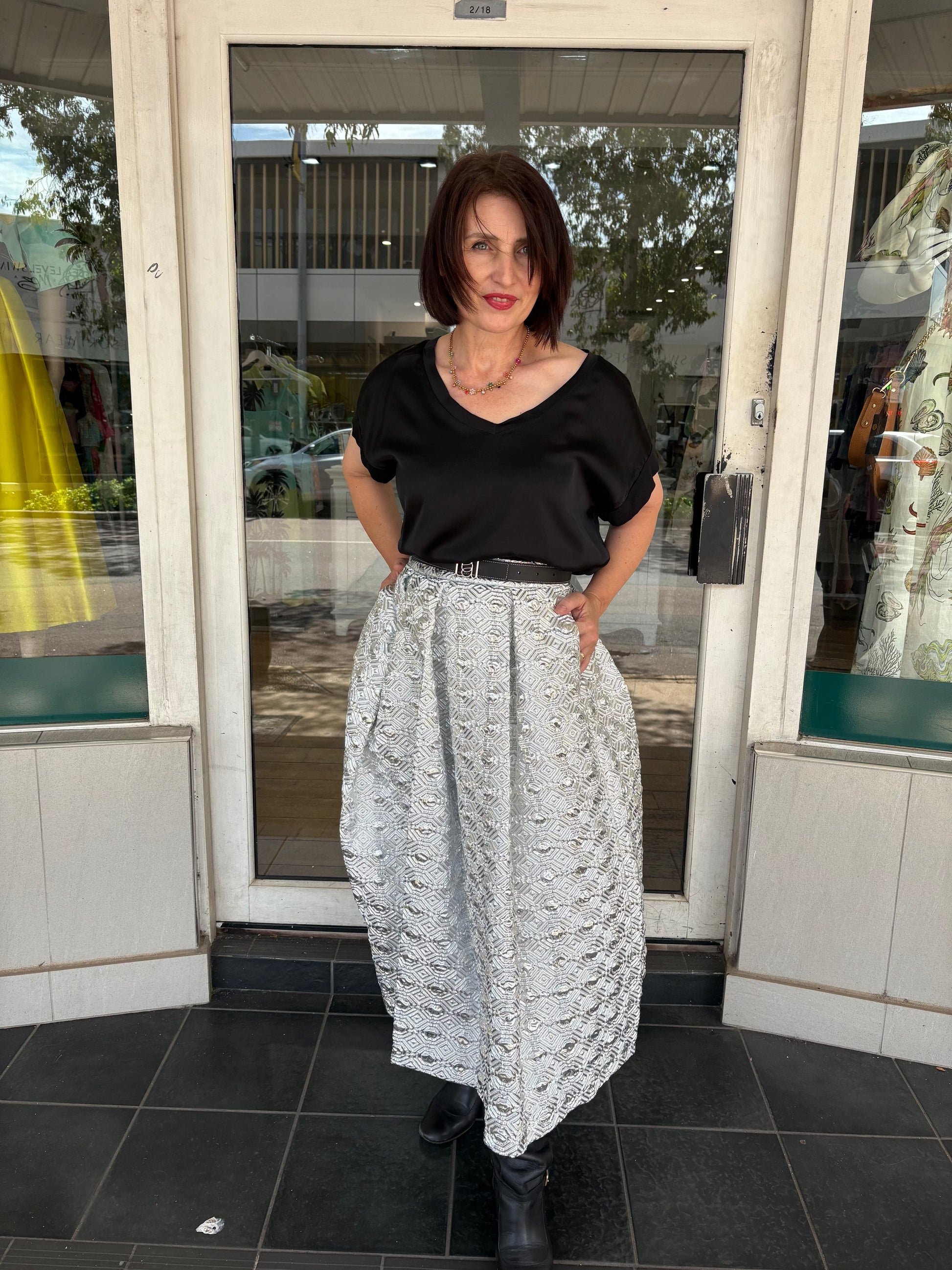 Lunatica Milano Skirt - Octagon Silver - Pinkhill -  - [] - Darwin boutique - Australian fashion design - Darwin Fashion - Australian Fashion Designer - Australian Fashion Designer Brands - Australian Fashion Design 