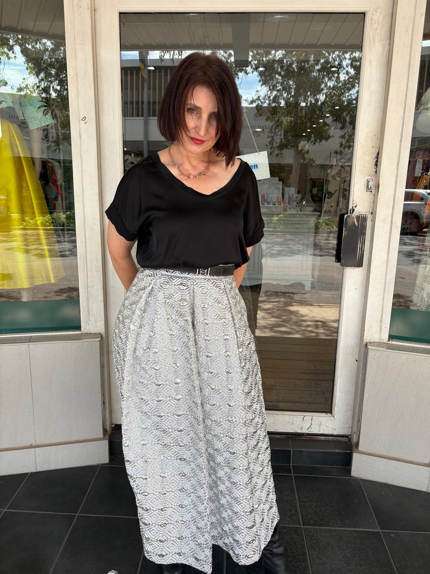 Lunatica Milano Skirt - Octagon Silver - Pinkhill -  - [] - Darwin boutique - Australian fashion design - Darwin Fashion - Australian Fashion Designer - Australian Fashion Designer Brands - Australian Fashion Design 