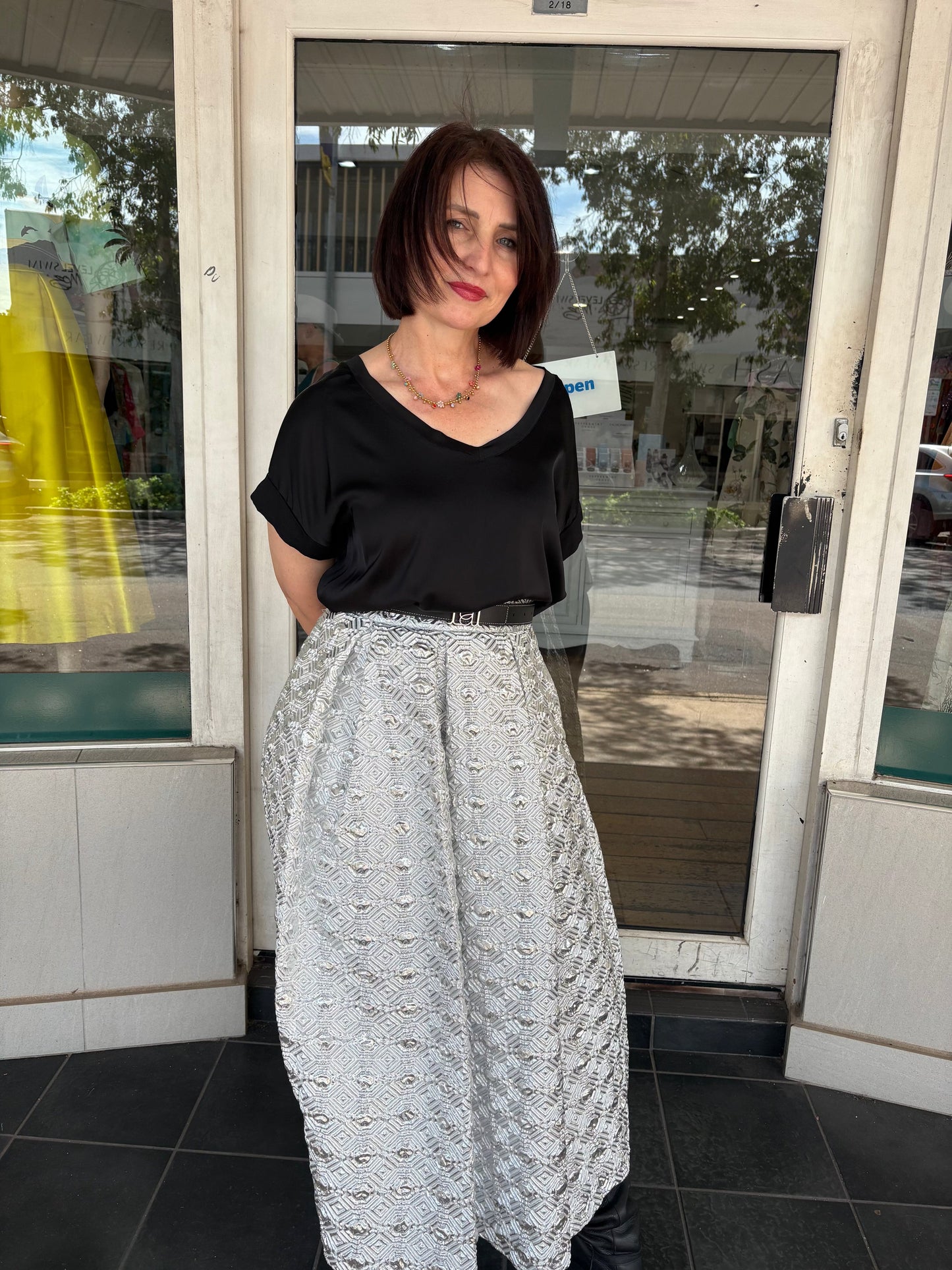 Lunatica Milano Skirt - Octagon Silver - Pinkhill -  - [] - Darwin boutique - Australian fashion design - Darwin Fashion - Australian Fashion Designer - Australian Fashion Designer Brands - Australian Fashion Design 