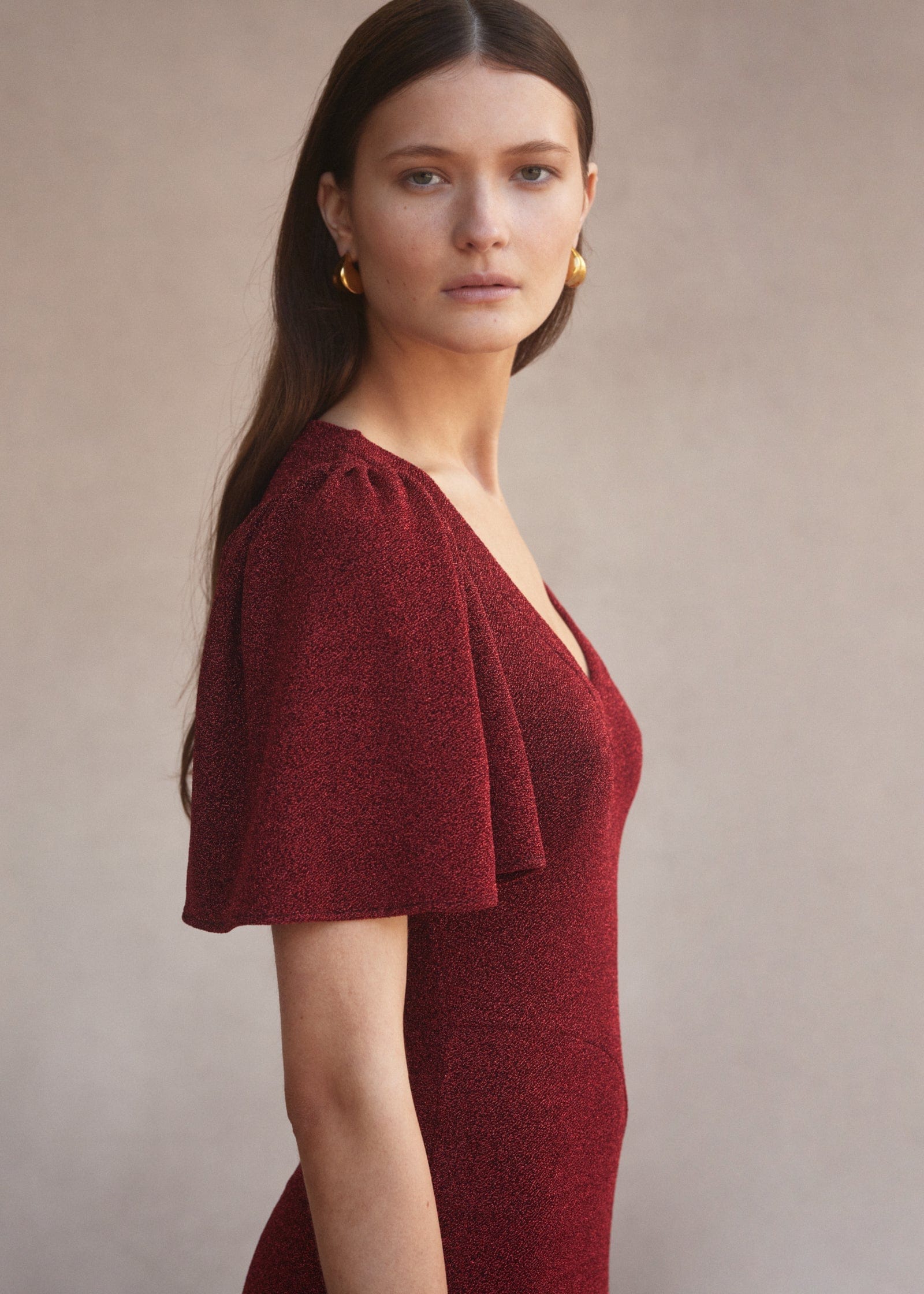 Luxe De Valentina V-neck Fluted Como Maxi Dress | Red Lamè - Pinkhill -  - [] - Darwin boutique - Australian fashion design - Darwin Fashion - Australian Fashion Designer - Australian Fashion Designer Brands - Australian Fashion Design 