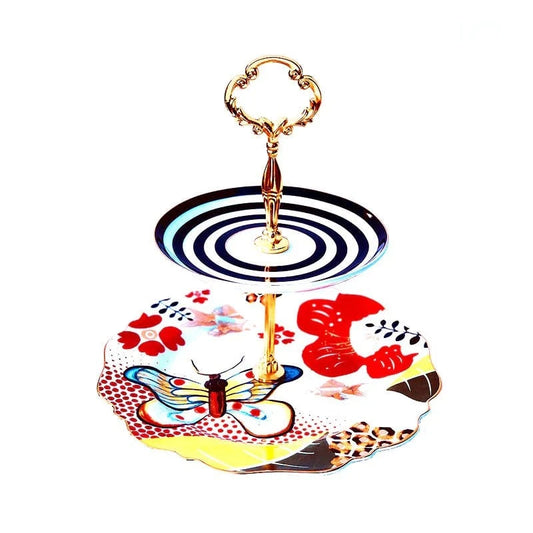 Butterfly & Stripe High Tea Stand - Pinkhill - LyndalT - teacup - Darwin boutique - Australian fashion design - Darwin Fashion - Australian Fashion Designer - Australian Fashion Designer Brands - Australian Fashion Design Coffee & Tea Cups