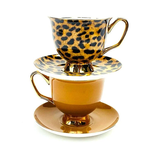 Leopard Print Teacup and Saucer - Pinkhill - LyndalT - teacup - Darwin boutique - Australian fashion design - Darwin Fashion - Australian Fashion Designer - Australian Fashion Designer Brands - Australian Fashion Design Tea Cups