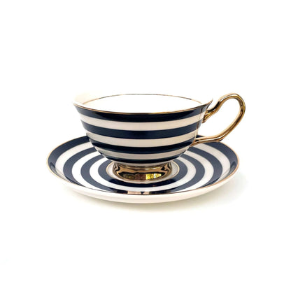 XL Navy Stripe Teacup and Saucer - Pinkhill - LyndalT - teacup - Darwin boutique - Australian fashion design - Darwin Fashion - Australian Fashion Designer - Australian Fashion Designer Brands - Australian Fashion Design 