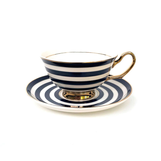 XL Navy Stripe Teacup and Saucer - Pinkhill - LyndalT - teacup - Darwin boutique - Australian fashion design - Darwin Fashion - Australian Fashion Designer - Australian Fashion Designer Brands - Australian Fashion Design 