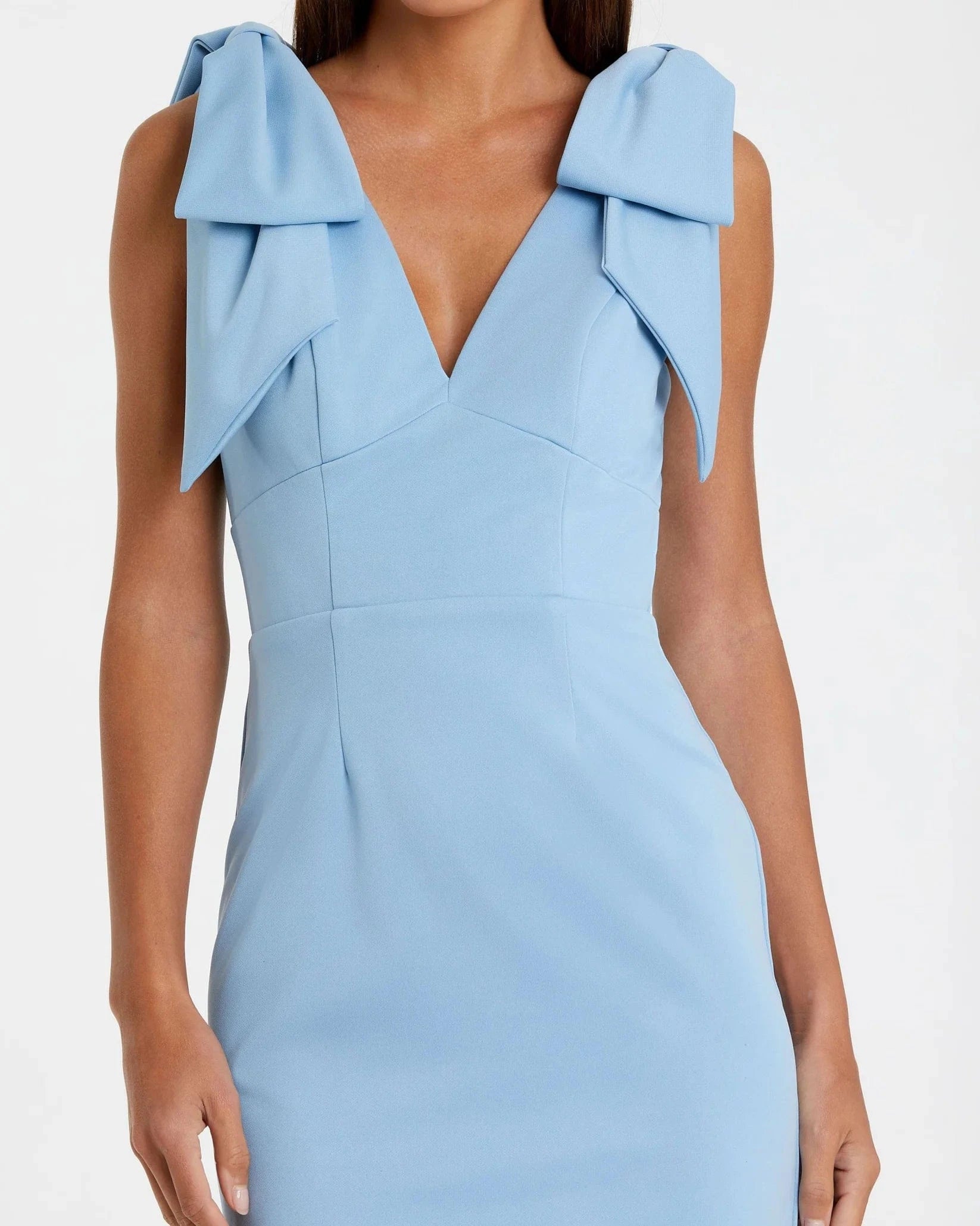 Blue Bow Strap Crepe Fitted Midi Dress 49954 - Pinkhill -  - [] - Darwin boutique - Australian fashion design - Darwin Fashion - Australian Fashion Designer - Australian Fashion Designer Brands - Australian Fashion Design 