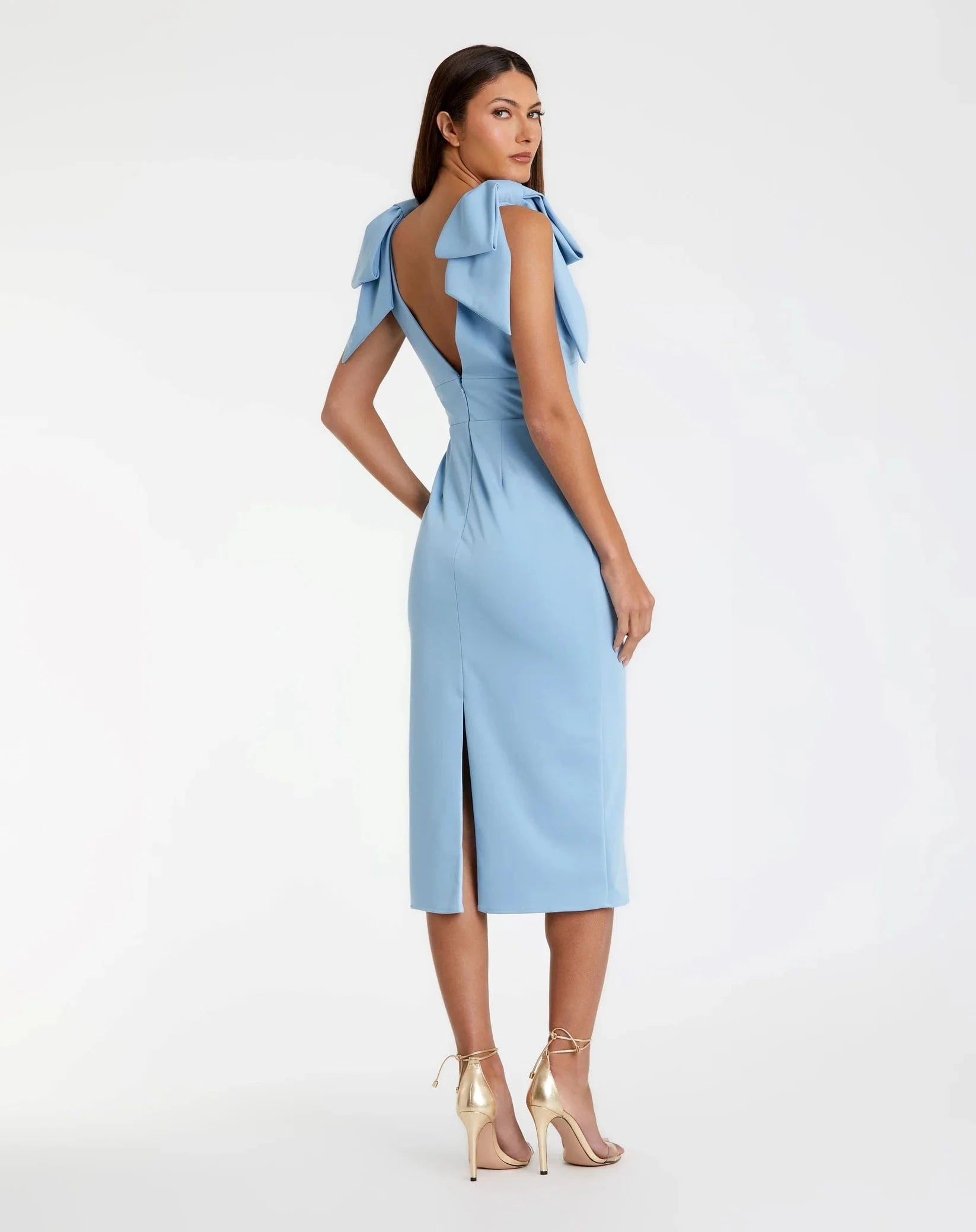 Blue Bow Strap Crepe Fitted Midi Dress 49954 - Pinkhill -  - [] - Darwin boutique - Australian fashion design - Darwin Fashion - Australian Fashion Designer - Australian Fashion Designer Brands - Australian Fashion Design 