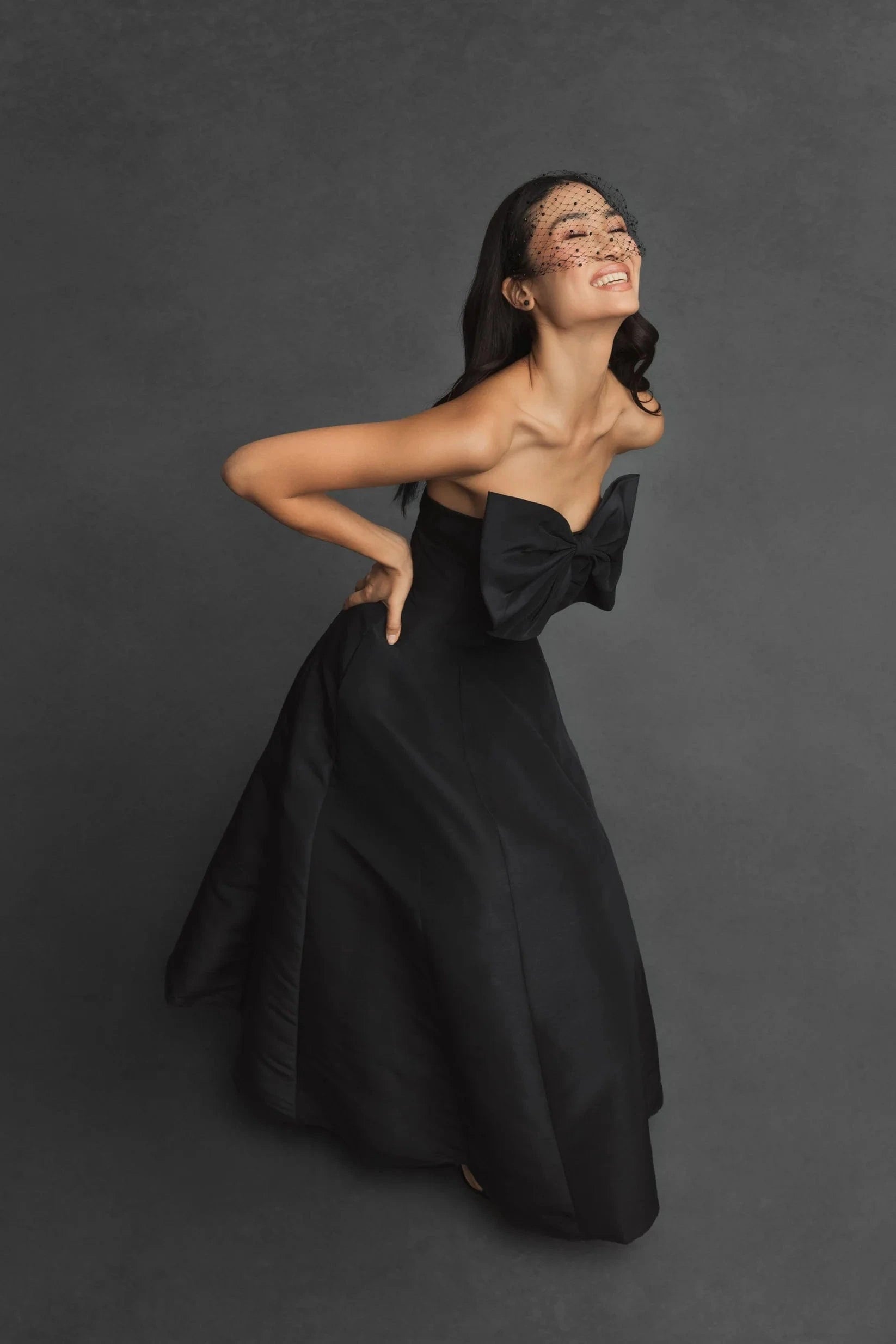 Strapless A-Line Tea Length Statement Bow Dress - Black - Pinkhill -  - [] - Darwin boutique - Australian fashion design - Darwin Fashion - Australian Fashion Designer - Australian Fashion Designer Brands - Australian Fashion Design 