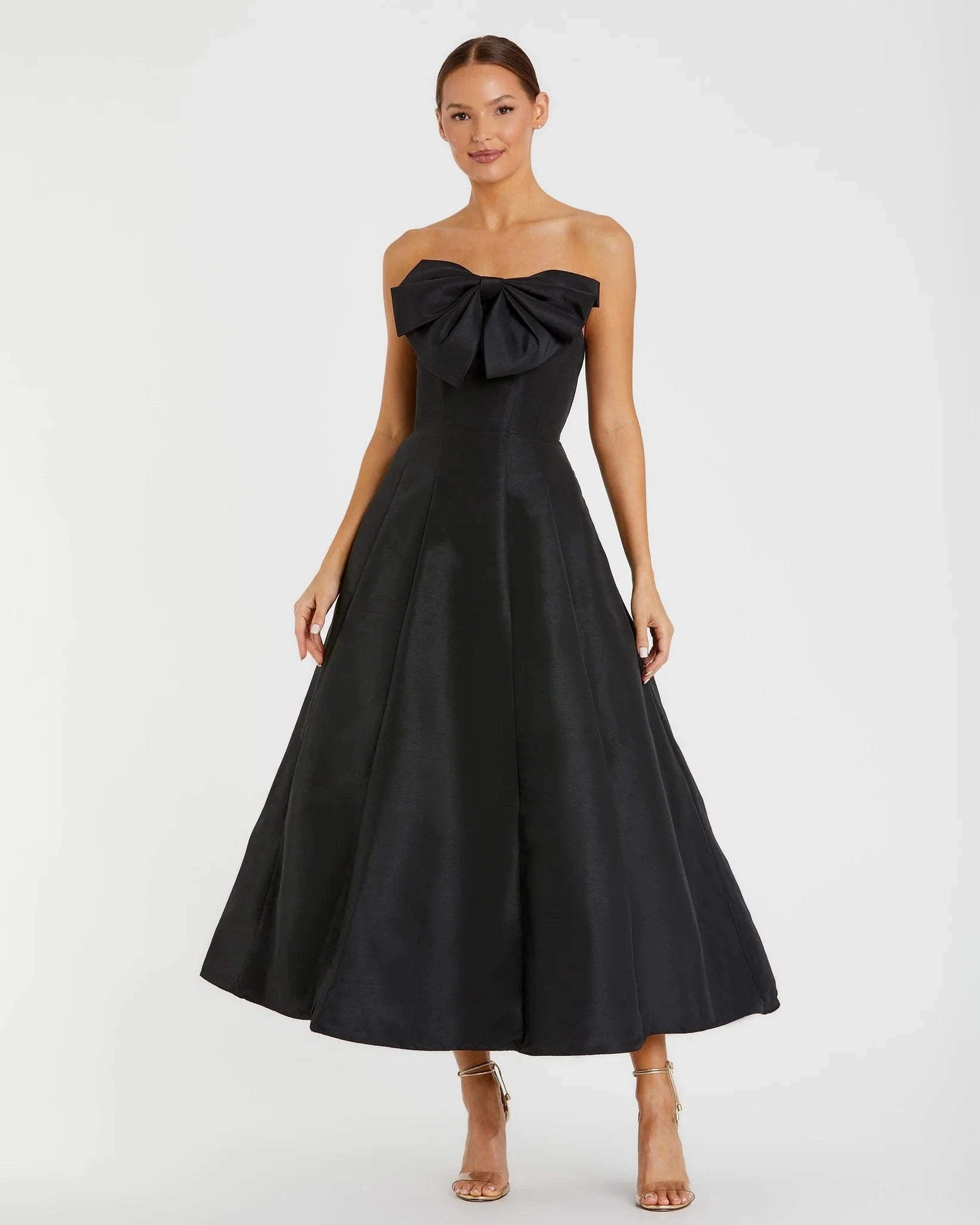 Strapless A-Line Tea Length Statement Bow Dress - Black - Pinkhill -  - [] - Darwin boutique - Australian fashion design - Darwin Fashion - Australian Fashion Designer - Australian Fashion Designer Brands - Australian Fashion Design 