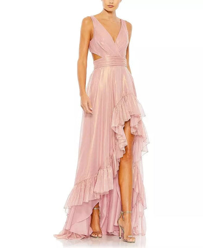 Mac Duggal Cut Out High Low Ruffle Gown - Pinkhill -  - [] - Darwin boutique - Australian fashion design - Darwin Fashion - Australian Fashion Designer - Australian Fashion Designer Brands - Australian Fashion Design 