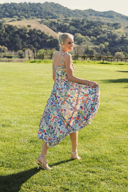 Multicolor Ruffle Scoop Neck Floral A-Line Dress - Pinkhill -  - [] - Darwin boutique - Australian fashion design - Darwin Fashion - Australian Fashion Designer - Australian Fashion Designer Brands - Australian Fashion Design 