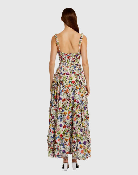 Multicolor Ruffle Scoop Neck Floral A-Line Dress - Pinkhill -  - [] - Darwin boutique - Australian fashion design - Darwin Fashion - Australian Fashion Designer - Australian Fashion Designer Brands - Australian Fashion Design 