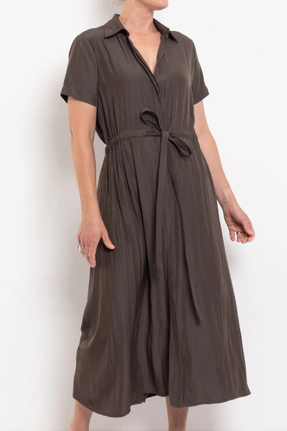 MELA PURDIE DRAW-WAIST T DRESS - LEATHER - Pinkhill -  - [] - Darwin boutique - Australian fashion design - Darwin Fashion - Australian Fashion Designer - Australian Fashion Designer Brands - Australian Fashion Design 