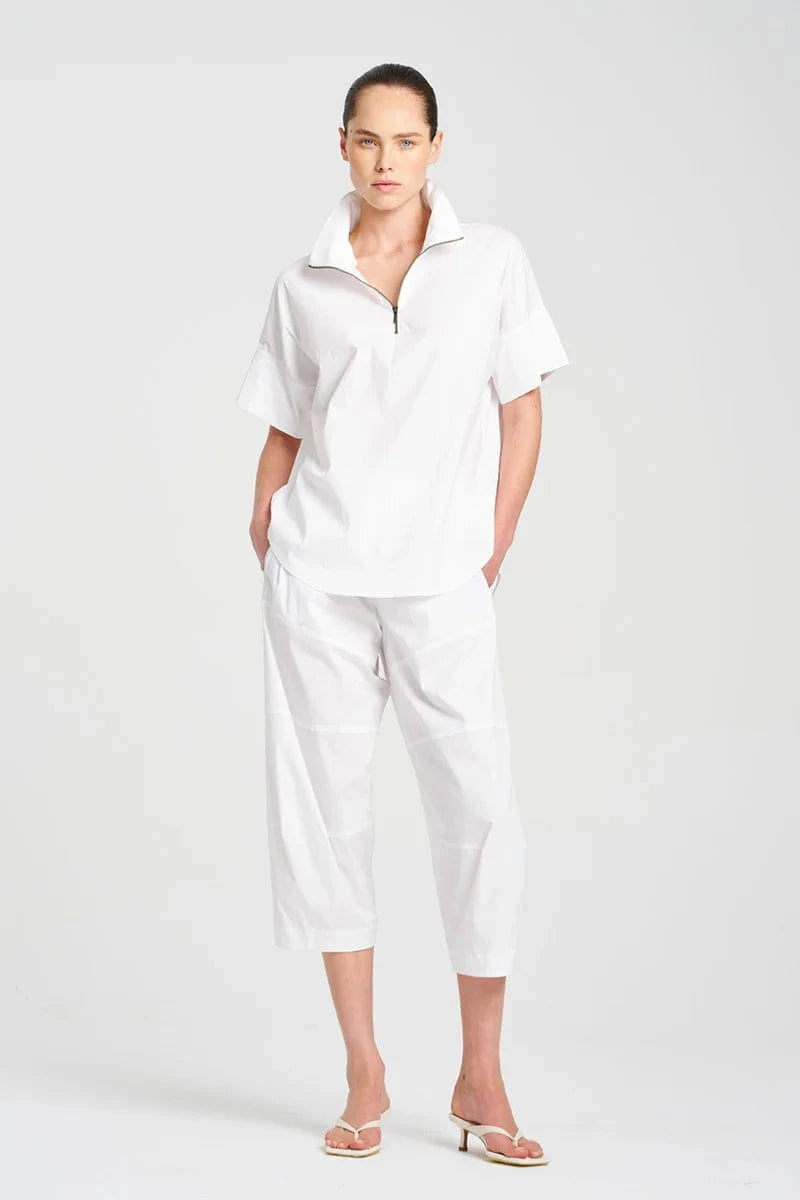MELA PURDIE HALF ZIP SHIRT - WHITE - Pinkhill -  - [] - Darwin boutique - Australian fashion design - Darwin Fashion - Australian Fashion Designer - Australian Fashion Designer Brands - Australian Fashion Design 