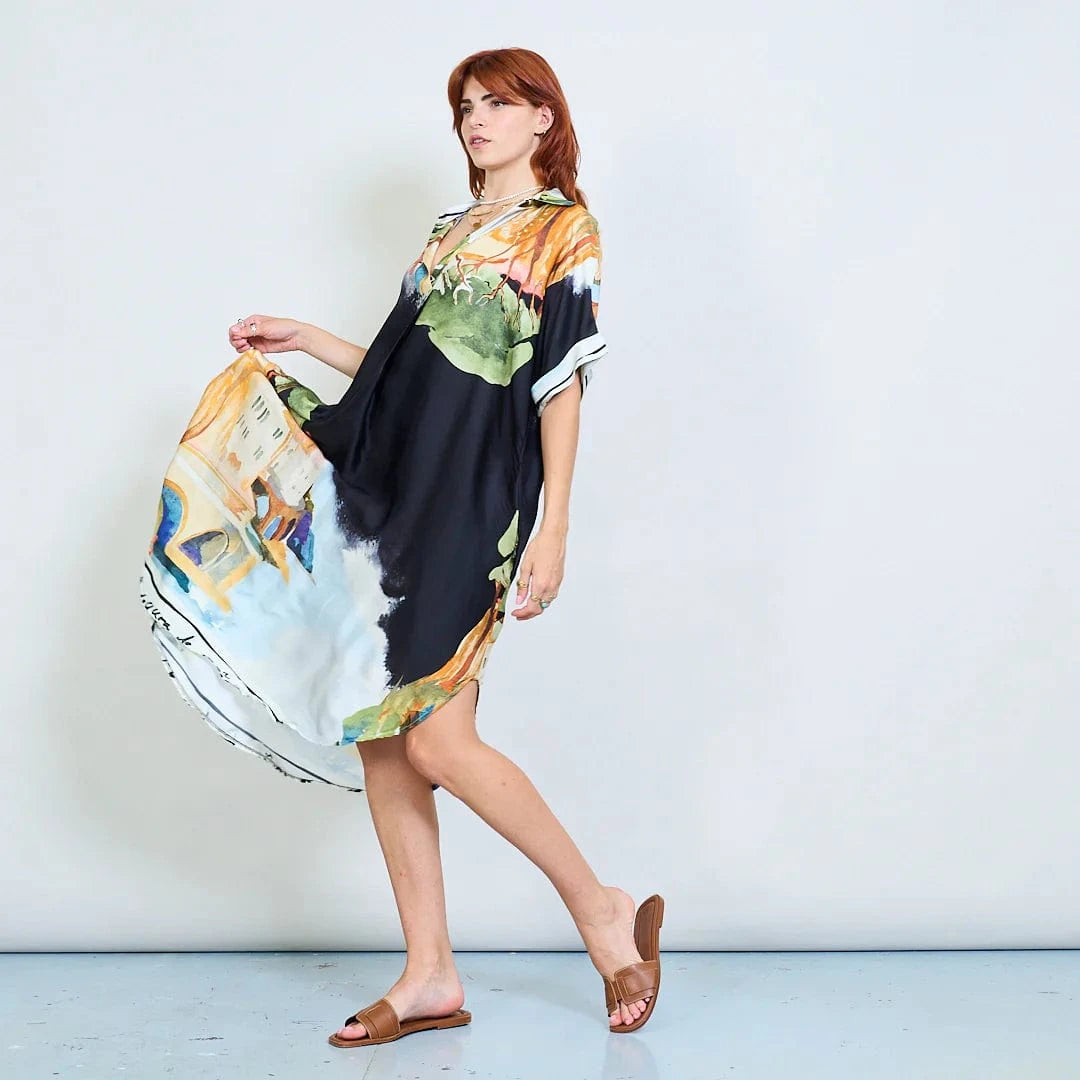 Michela Mii Artistic Abstract Print Oversized Shirt Dress - Black - Pinkhill -  - [] - Darwin boutique - Australian fashion design - Darwin Fashion - Australian Fashion Designer - Australian Fashion Designer Brands - Australian Fashion Design 