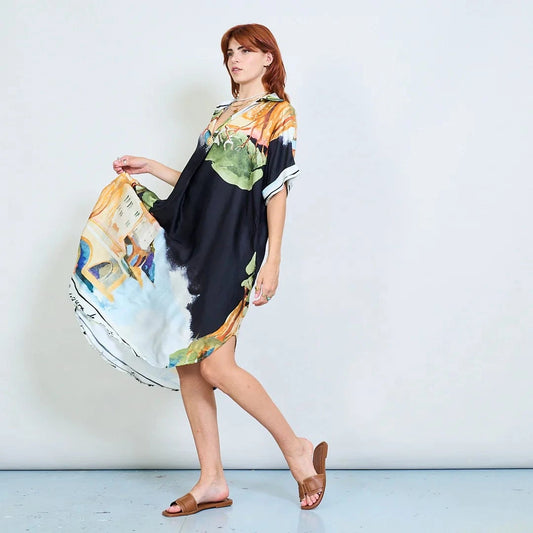 Michela Mii Artistic Abstract Print Oversized Shirt Dress - Black - Pinkhill -  - [] - Darwin boutique - Australian fashion design - Darwin Fashion - Australian Fashion Designer - Australian Fashion Designer Brands - Australian Fashion Design 