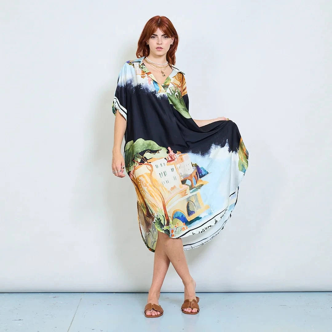 Michela Mii Artistic Abstract Print Oversized Shirt Dress - Black - Pinkhill -  - [] - Darwin boutique - Australian fashion design - Darwin Fashion - Australian Fashion Designer - Australian Fashion Designer Brands - Australian Fashion Design 