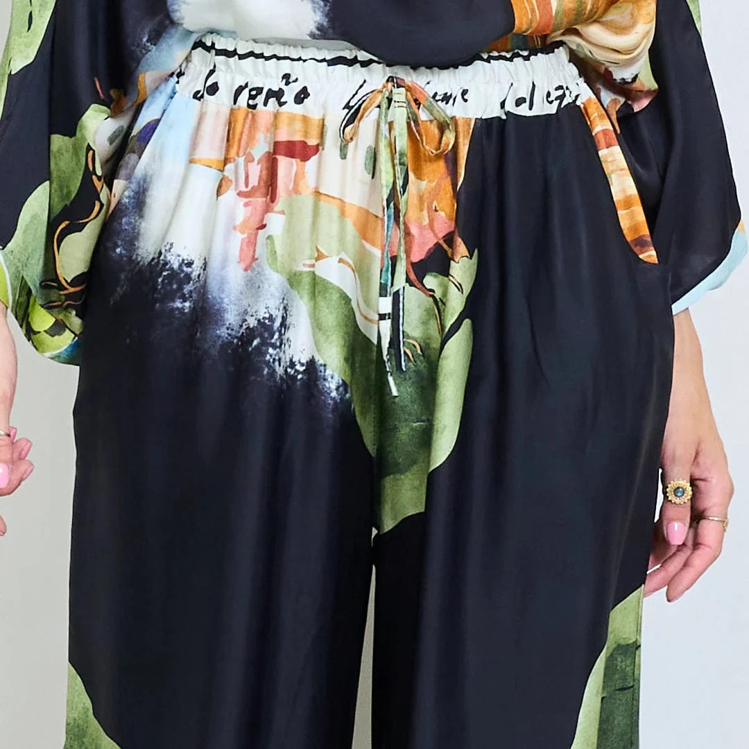 Michela Mii Artistic Landscape Print Wide-Leg Trousers - Black - Pinkhill -  - [] - Darwin boutique - Australian fashion design - Darwin Fashion - Australian Fashion Designer - Australian Fashion Designer Brands - Australian Fashion Design 