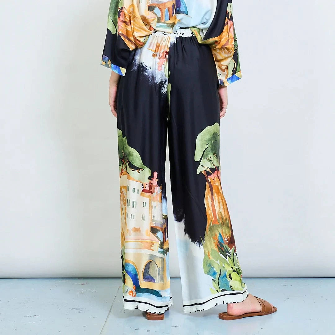 Michela Mii Artistic Landscape Print Wide-Leg Trousers - Black - Pinkhill -  - [] - Darwin boutique - Australian fashion design - Darwin Fashion - Australian Fashion Designer - Australian Fashion Designer Brands - Australian Fashion Design 