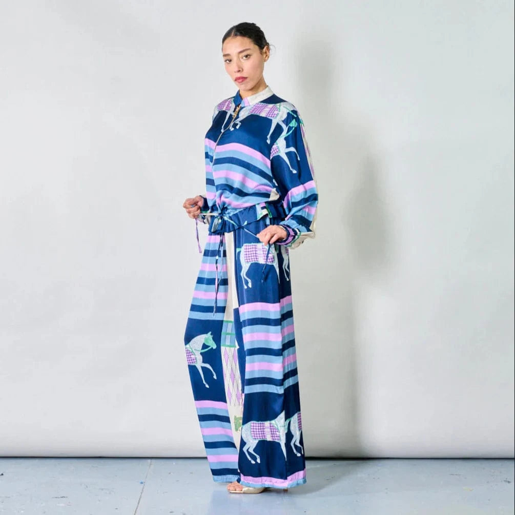 Michela Mii Equestrian stripe wide-leg pants - Blue - Pinkhill -  - ["New"] - Darwin boutique - Australian fashion design - Darwin Fashion - Australian Fashion Designer - Australian Fashion Designer Brands - Australian Fashion Design 