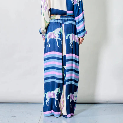 Michela Mii Equestrian stripe wide-leg pants - Blue - Pinkhill -  - ["New"] - Darwin boutique - Australian fashion design - Darwin Fashion - Australian Fashion Designer - Australian Fashion Designer Brands - Australian Fashion Design 