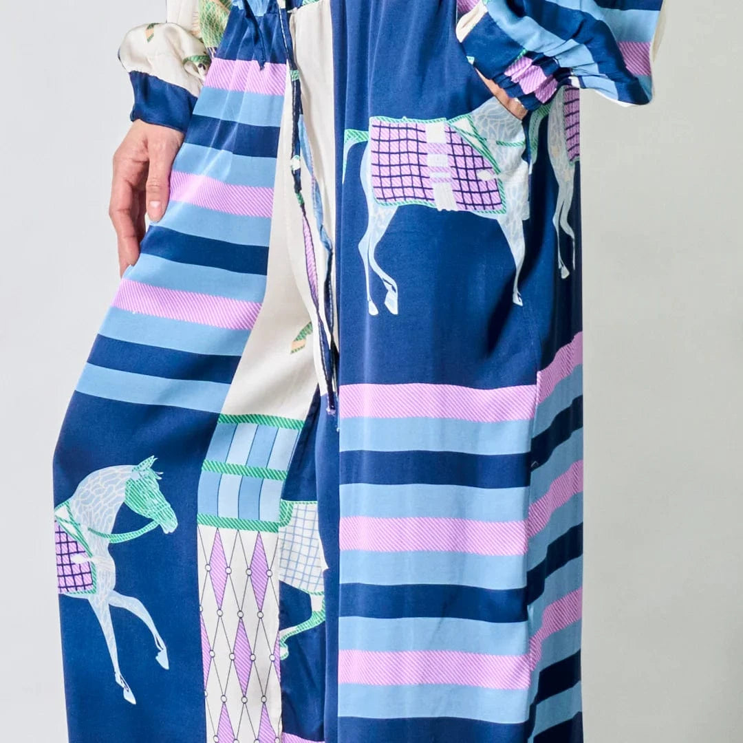 Michela Mii Equestrian stripe wide-leg pants - Blue - Pinkhill -  - ["New"] - Darwin boutique - Australian fashion design - Darwin Fashion - Australian Fashion Designer - Australian Fashion Designer Brands - Australian Fashion Design 